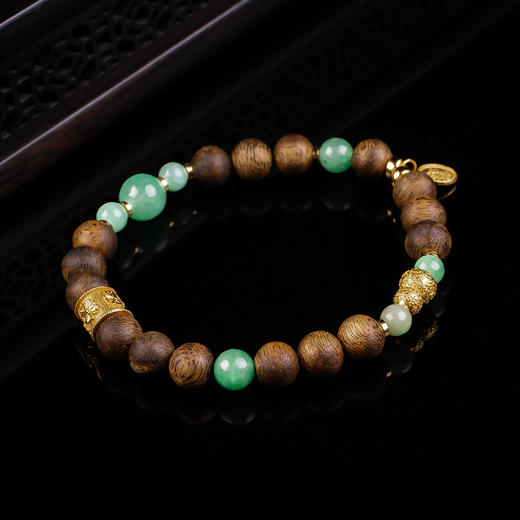 XY0370沉香+翡翠新中式平安多财手串 商品图1