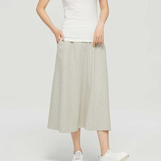 素道有机彩棉纯棉A类女士半身裙 针织伞裙 灰色中腰短裙 商品图0