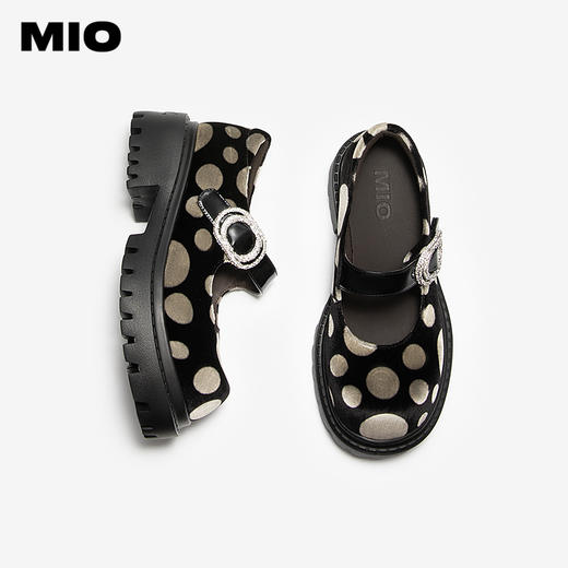 MIO米奥玛丽珍鞋时尚波点魔术贴厚底增高5cm单鞋女M254552104 商品图3