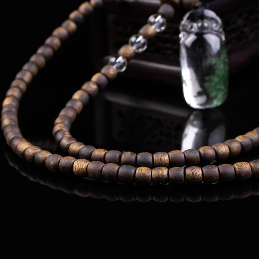 XY0369沉香+招财绿幽灵水晶吊坠 商品图7