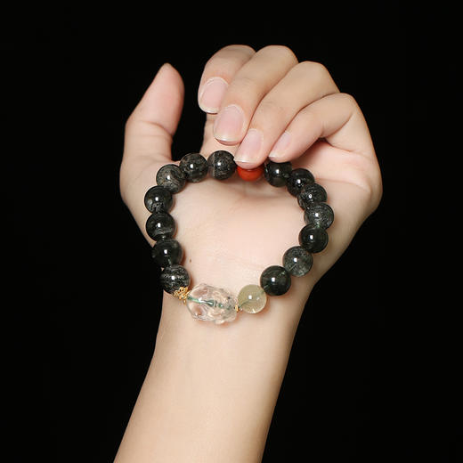 灵机生活馆超七女轻奢小众精致绿幽灵南红金发晶貔貅手链 商品图2