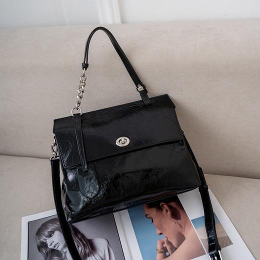 【预售3天】时尚女士复古邮差包跨境女包单肩包头层爆裂纹皮斜挎包6012AL-(货号:PASTE) 商品图1