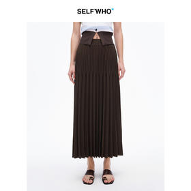 SELFWHO重工立体双压褶半身裙女新款显瘦百搭中长款a字半裙