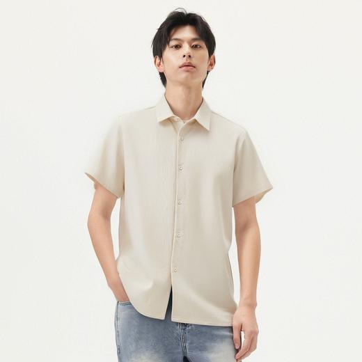 gxg.jeans男装 米色宽松基础休闲短袖衬衫T恤男士薄款 25年夏热卖 商品图1