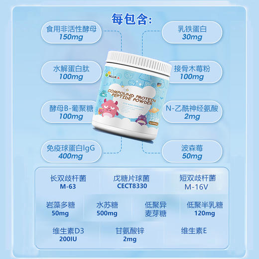 ²  清仓【美国进口小象复合蛋白肽】每包含400mg球蛋白+Epicor+盐藻多糖+接骨木莓+酵母葡聚糖乳铁蛋白粉+燕窝酸等 2g*60包/罐 HM02-CRMM-YS【小象店庆专场】 商品图1
