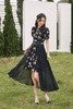 Le Malene 黑色花朵中式盘扣网纱两穿连衣裙 20284 商品缩略图4