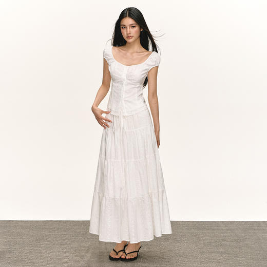 Ariseism  美式复古短袖T恤女夏季新款修身上衣收腰泡泡袖小衫 商品图3