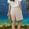 玳莎亚麻阔腿短裤女2025年夏季新款宽松休闲百搭直筒A字西装裤  FB36103 商品缩略图3