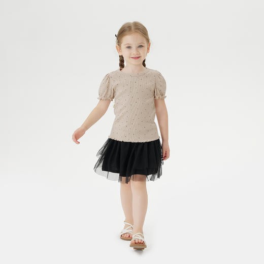 马克珍妮女童满底碎花软弹短袖T恤 宝宝上衣2025年春夏新款550738 商品图2