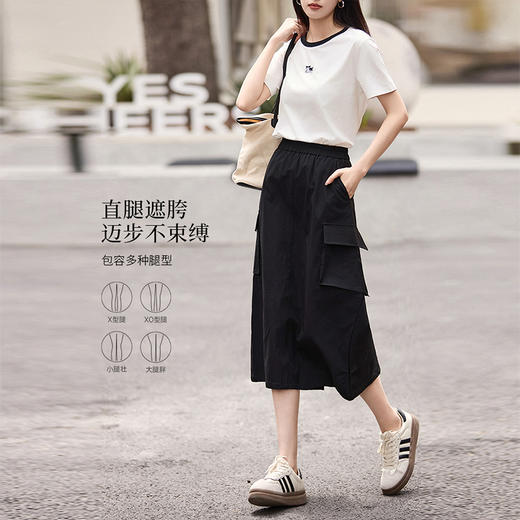 熙世界美式户外山系工装半身裙女高腰显瘦休闲直筒半裙2025夏新款 商品图3