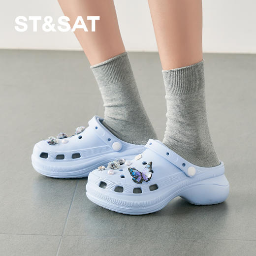 星期六幻彩珍珠花朵厚底洞洞鞋SSD2110F4H 商品图4