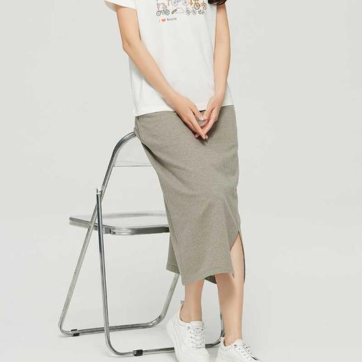 素道有机彩棉素色开叉裙 女士半身裙 女士针织短裙 商品图3