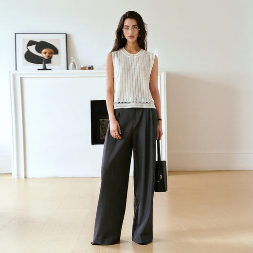 OLrain欧芮儿白色圆领亮片套头针织衫女夏季2025新款别致独特上衣 商品图2