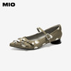 MIO米奥玛丽珍鞋法式星星气质粗跟尖头女浅口单鞋M254440445 商品缩略图0