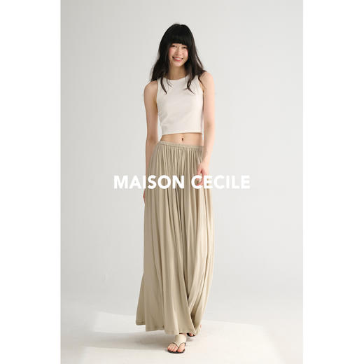 MAISON CECILE三色/夏季轻薄垂感透气褶皱肌理慵懒松紧腰半身长裙 商品图3