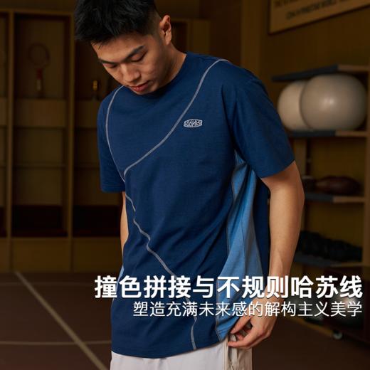 录士LUSHISI乱线主题拼接哈苏线运动训练潮流速干短袖tee恤 商品图2