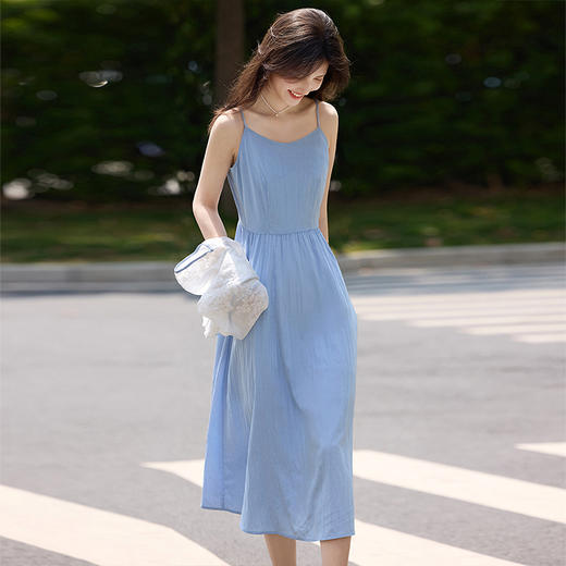 【专属特价】熙世界新中式套装女2025夏季国风莱赛尔盘扣开衫吊带连衣裙两件套 商品图2