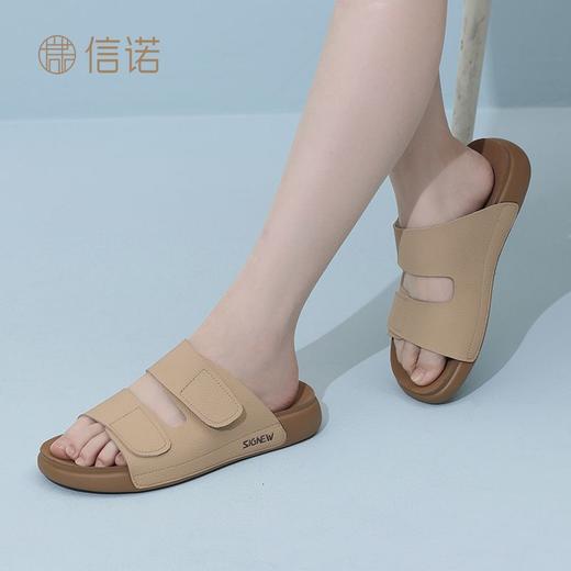信诺真皮平底勃肯拖鞋女2025夏季新款女鞋半拖凉鞋外穿轻便沙滩鞋5L267-1 商品图6