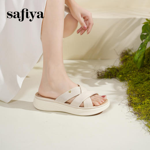 Safiya/索菲娅2025露趾羊皮厚底休闲外穿百搭轻便一脚蹬凉拖鞋SFD2110409 商品图4
