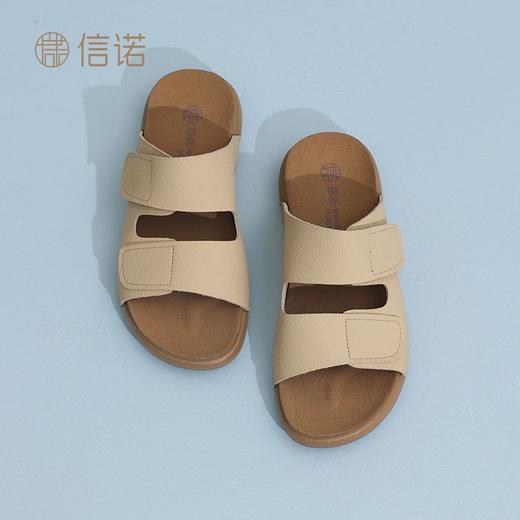 信诺真皮平底勃肯拖鞋女2025夏季新款女鞋半拖凉鞋外穿轻便沙滩鞋5L267-1 商品图7