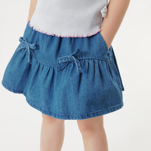 马克珍妮女童甜美蝴蝶结牛仔裙裤 宝宝短裙半身裙夏装新款550860 商品图3