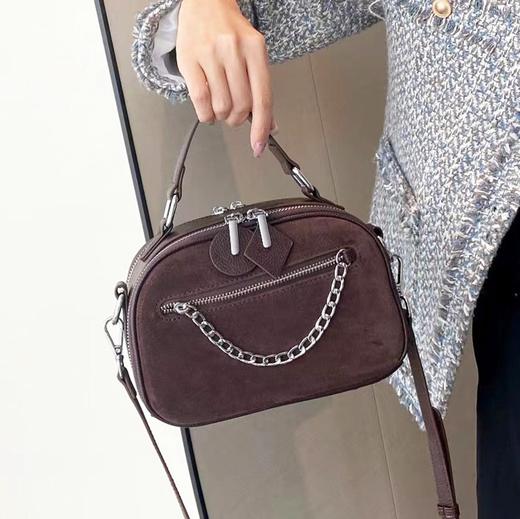 【预售3天】拼色头层皮苹果包手提女包复古斜挎包Z7078 商品图4