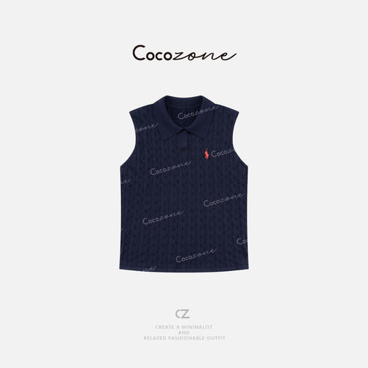 COCO ZONE 刘一一  POLO领日常简约复古条纹毛织背心CD2A1239 商品图0