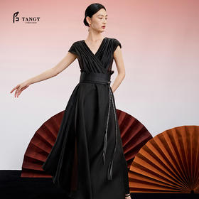 TANGY Collection天意商场款中国风复古V领连衣裙