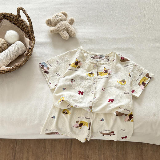 【萌宝夏日居家服🌈】清凉舒适的卡通云朵睡衣套装💖 宝宝爱穿，妈妈放心！儿童夏季家居服套装 女童卡通云朵棉睡衣 男宝宝短袖短裤印花空调服 商品图10