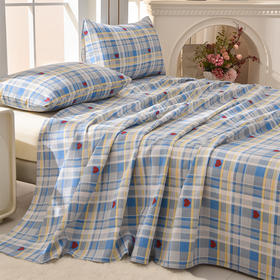 热卖！凉而不冰、越洗越软！浪莎家纺老粗布床单三件套  吸湿透气 抗皱耐磨 多款可选