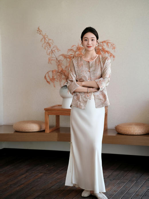 盛唐婧 |真丝宋锦花罗对襟上衣 商品图2