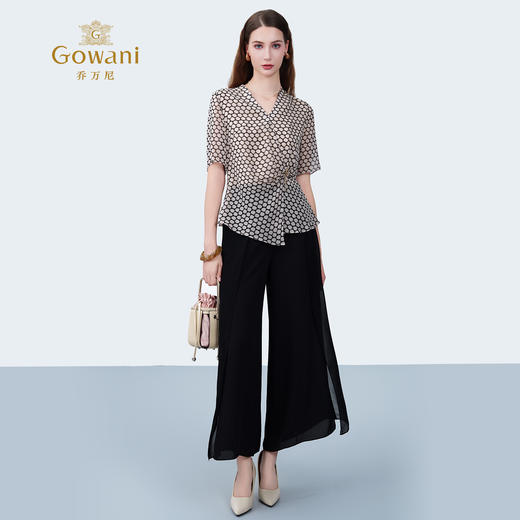 乔万尼2025新品100%真丝飘逸轻盈阔腿裤ED2F518 商品图3