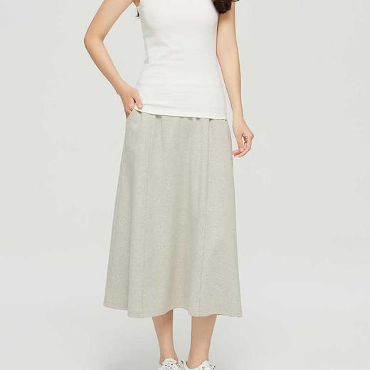 素道有机彩棉纯棉A类女士半身裙 针织伞裙 灰色中腰短裙 商品图1