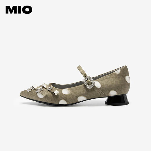 MIO米奥玛丽珍鞋法式星星气质粗跟尖头女浅口单鞋M254440445 商品图1