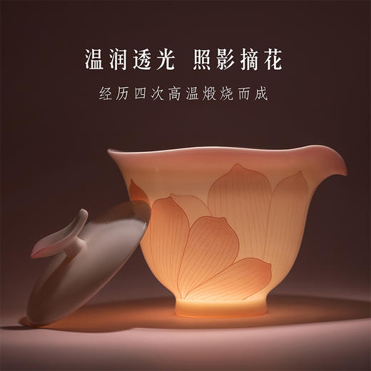 【故宫茶具】出水芙蓉羊脂玉泥茶具茶杯套装博物馆文创新婚生日礼物 商品图2