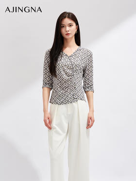 【超值秒杀】阿菁娜清凉印花优雅小衫T29X102089