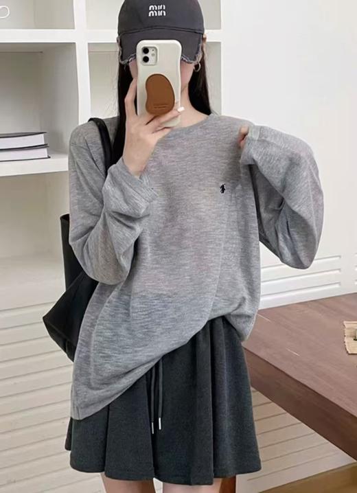 【GZ】无忧购宽松时尚休闲百搭纯色圆领长袖打底衫2836 商品图1