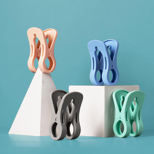 茶花 衣架夹子 塑料大被夹 固定夹 夹衣服晒被子床单防风夹子大 8只装*4 商品图4