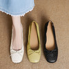 【预售5天】新款巨柔软羊皮单鞋女方头浅口蝴蝶结芭蕾舞鞋通勤休闲粗跟豆豆鞋DPJ&2678B 商品缩略图4