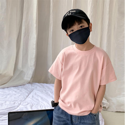 【49抢2件！7A级抗菌纯棉T恤🌟】柔软透气还抑菌，贴肤舒适守护健康！💖纯色百搭打底衫，妈妈放心之选！儿童短袖T恤 夏季韩版纯棉男女童 纯色百搭A类打底衫 春夏装宝宝单上衣 商品图5