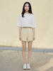 7.26秒杀~淡黄波浪花边侧拉链短裤-喜出 商品缩略图1