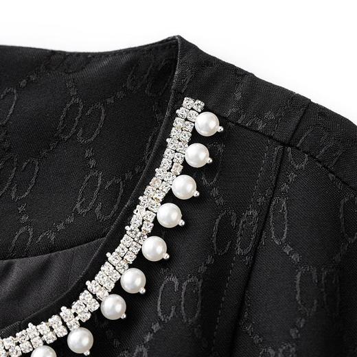 【高货wl】全新升级【铂金会员358/天猫479/差价121】(03747)洛诗琳重工钉珠提花连衣裙2025夏季收腰显瘦气质中长裙 商品图3