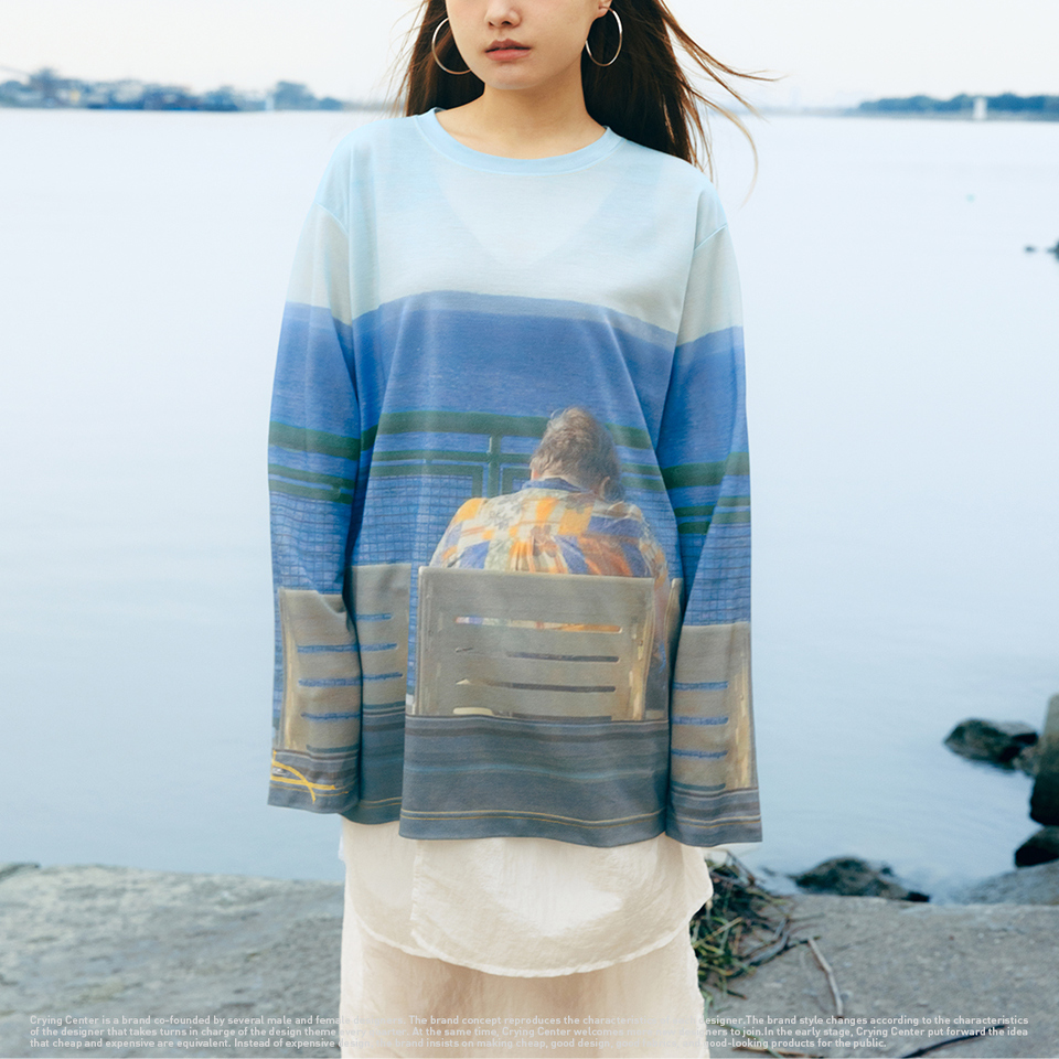 CryingCenter 海平线印花半透长袖罩衫 哭喊中心