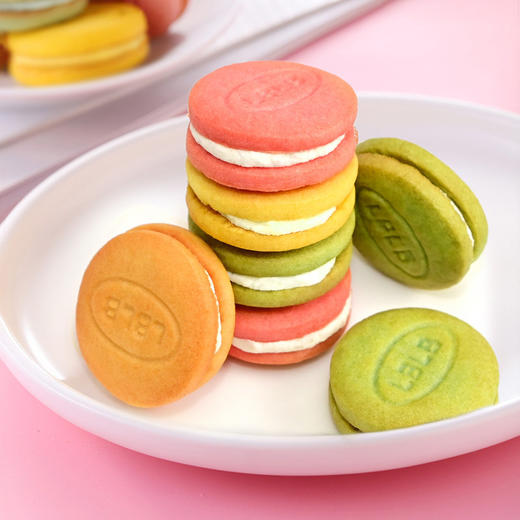 【跳跳糖马卡龙饼干】草莓抹茶奶油网红夹心办公室零食散装多口味，休闲下午茶点心追剧小零食。ry 商品图2