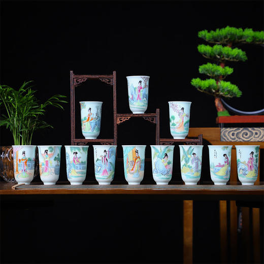 【雅礼】红楼梦十二金钗闻香杯主人杯景德镇陶瓷吴景存老师作品  送礼自用收藏两相宜 商品图0