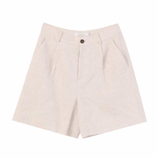 玳莎亚麻阔腿短裤女2025年夏季新款宽松休闲百搭直筒A字西装裤  FB36103 商品图4