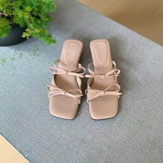 纪念日百货韩版温柔仙女风蝴蝶结配裙子方头凉拖鞋（LH）（LD）163143508 商品图3