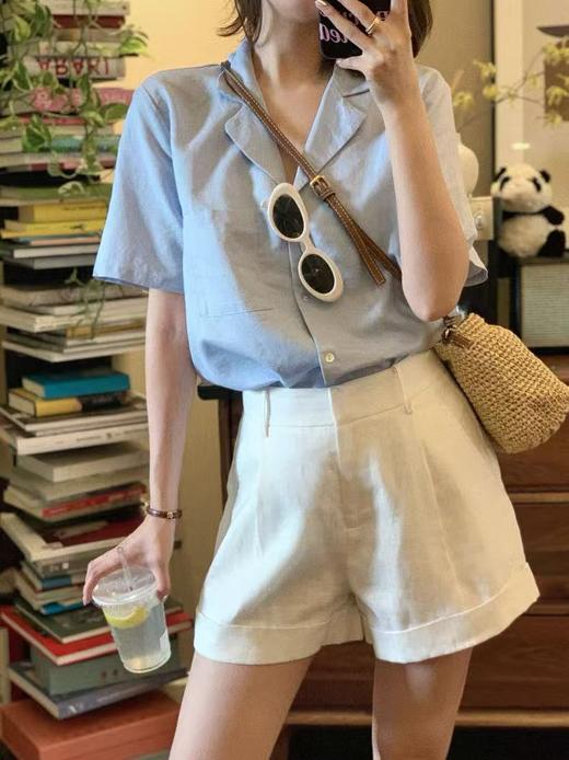 8.9秒杀【节日特卖】100%亚麻1385卷边短裤-喜出 商品图0