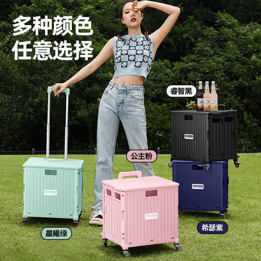 小推车轻便折叠拉杆车购物零食置物架移动野营便携买菜取快递神器 商品图3