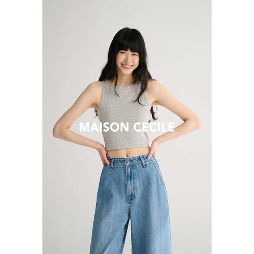 MAISON CECILE 四色/短款显比例修身百搭纯色无袖背心上衣 商品图2